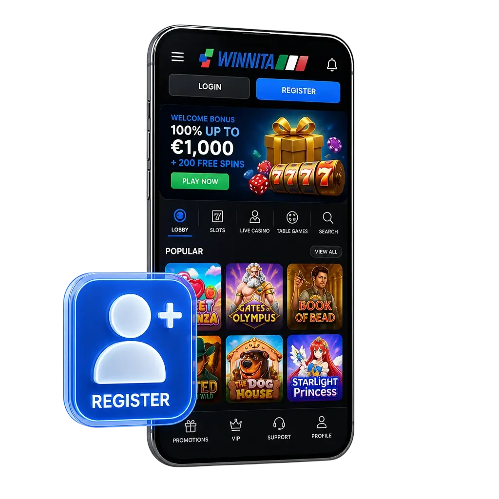 Registrazione Winnita con accesso a casinò e scommesse sportive