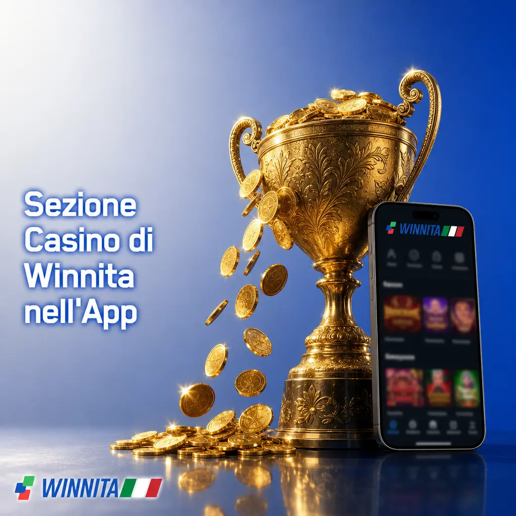 Sezione casino dell'app Winnita su dispositivo mobile